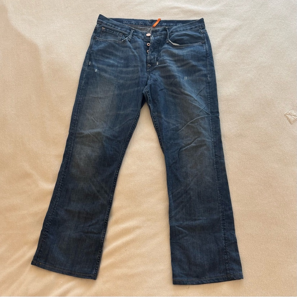 Earnest Sewn Hemingway Raw Full Leg Button Fly Jeans 33
